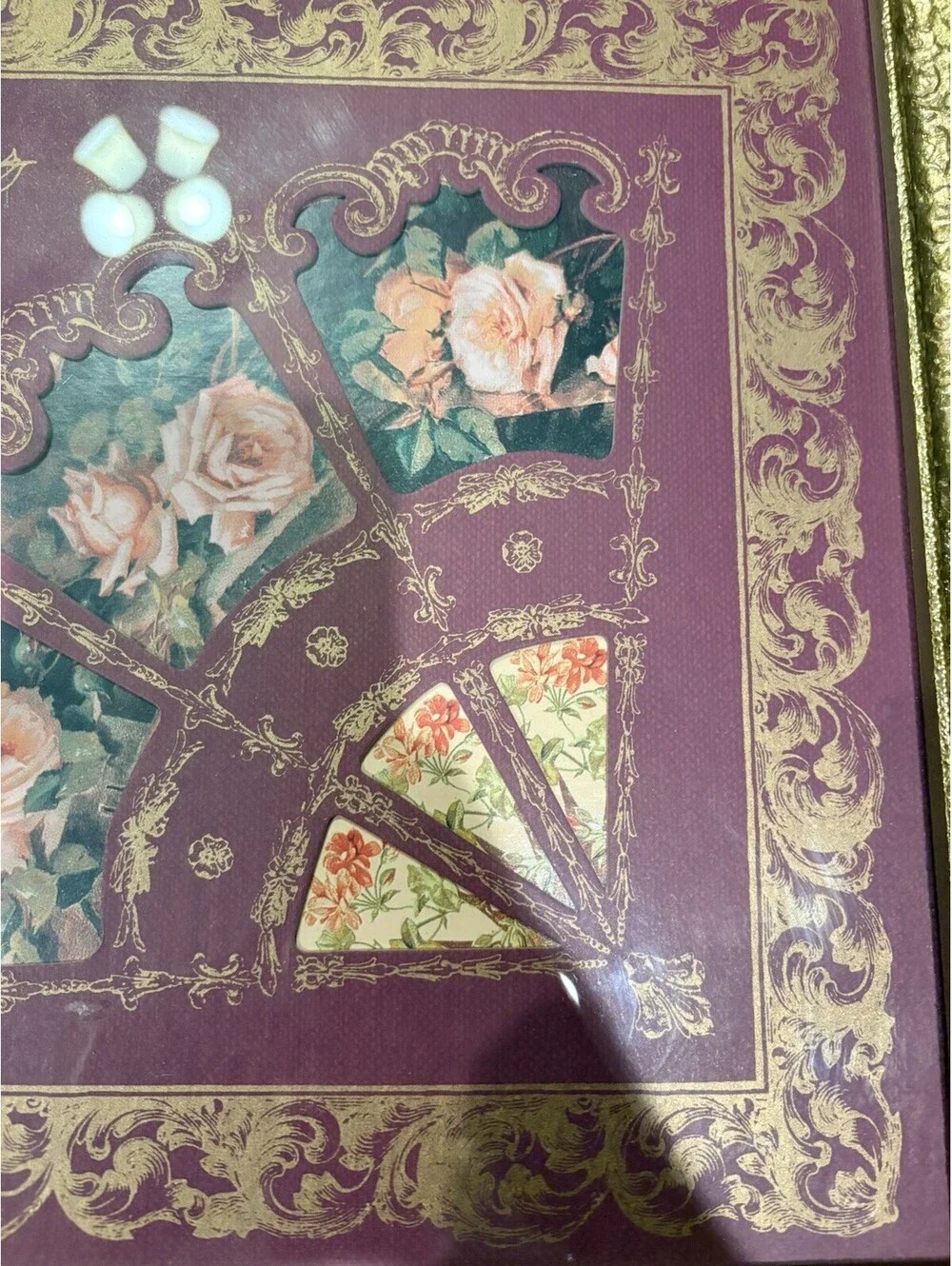 Home Interior beautiful Fan with pink roses frame 13.5
